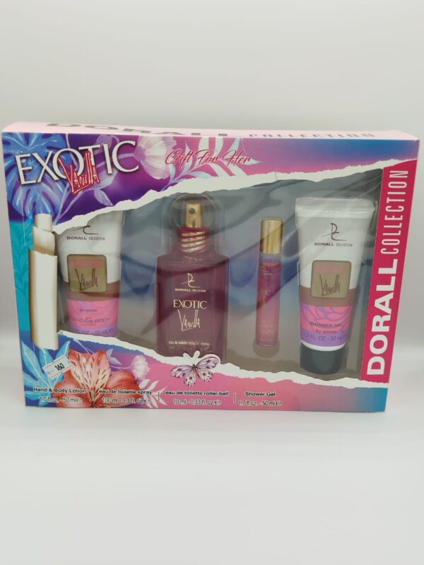 انغمسي في عالمٍ من السحر والجاذبية مع مجموعة "Dorall Collection Exotic Vanilla"، العطر الذي يجسد جوهر الأنوثة والجمال. مزيجٌ فريدٌ من النفحات العطرية الفاخرة، يأخذكِ في رحلةٍ إلى عالمٍ من الدلال والتميز.